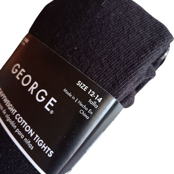 George Girls Heavyweight Cotton Tights Size 12-14 Black One Pair New NIB - Picture 3 of 4